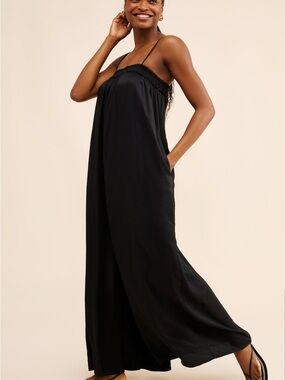 Anthropologie Black Wide-Leg Jumpsuit with Spaghetti Straps